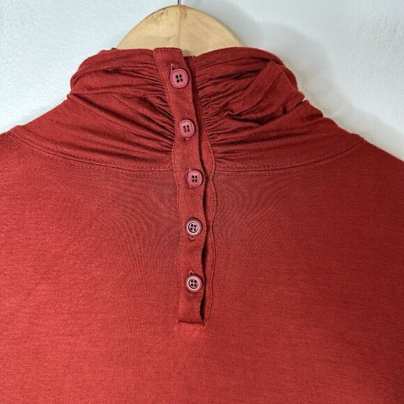 Peruvian Connection Red Knit Long Sleeve Asymmetric Lagenlook Tunic Dress S - Picture 9 of 13